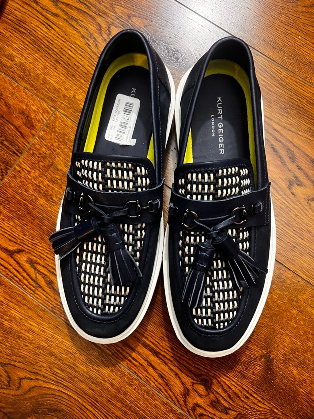 NWOB $215 Men’s Kurt Geiger London Milbank Tassel Loafers Navy Platform Size 43
